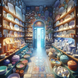 Ceramika artystyczna w sklepach z ceramiką.